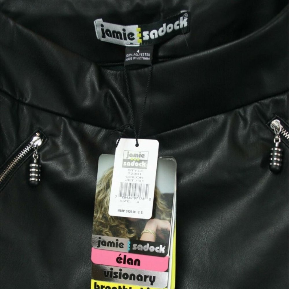 NWT JAMIE SADOCK Golf Skirt 18" Faux Leather Jet B - Picture 8 of 8